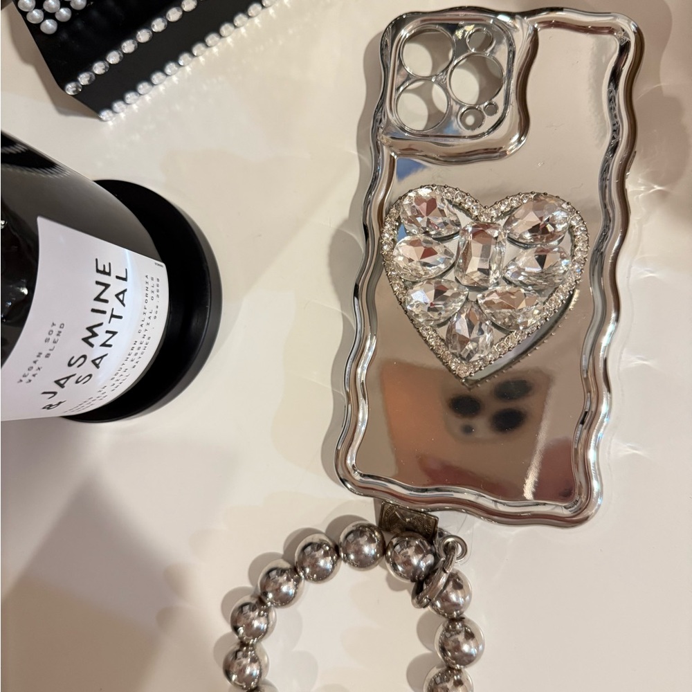 Silver Heart Crystal Phone Case